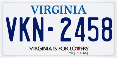 VA license plate VKN2458
