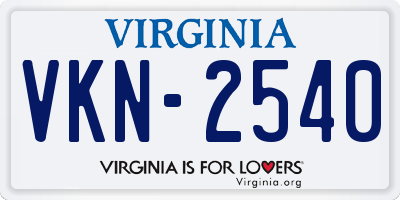 VA license plate VKN2540