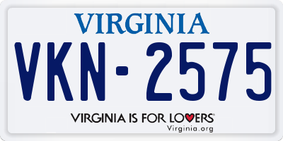 VA license plate VKN2575