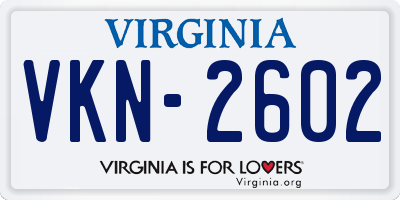 VA license plate VKN2602