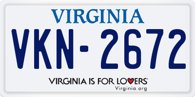 VA license plate VKN2672