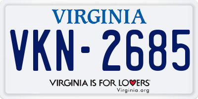 VA license plate VKN2685