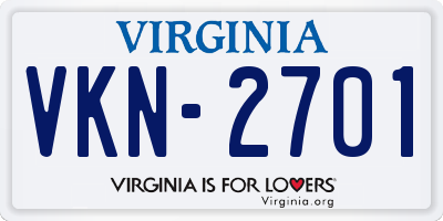 VA license plate VKN2701