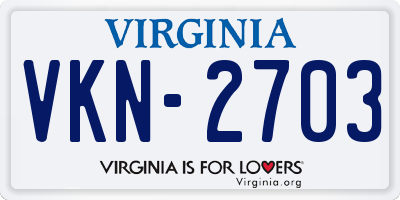 VA license plate VKN2703