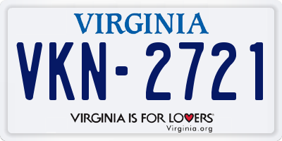 VA license plate VKN2721