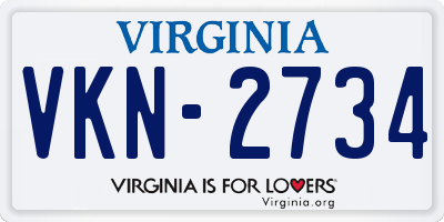 VA license plate VKN2734