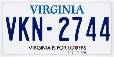 VA license plate VKN2744