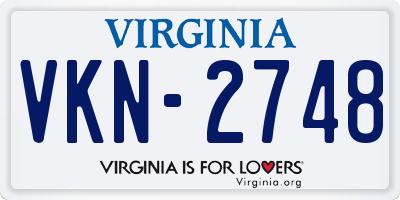 VA license plate VKN2748