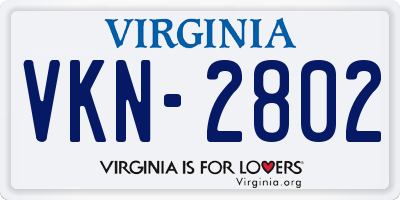 VA license plate VKN2802