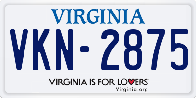 VA license plate VKN2875