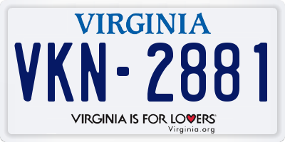 VA license plate VKN2881