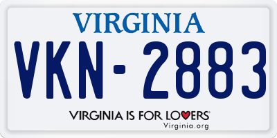 VA license plate VKN2883