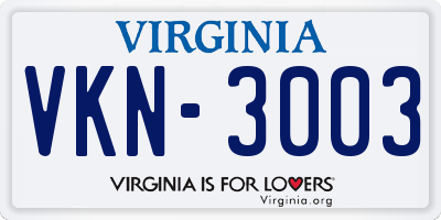 VA license plate VKN3003