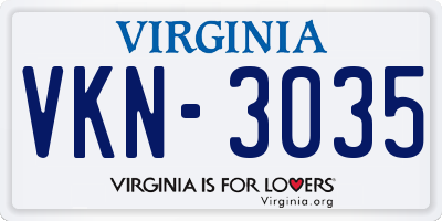 VA license plate VKN3035