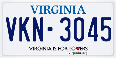 VA license plate VKN3045