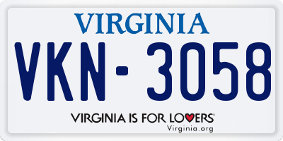 VA license plate VKN3058