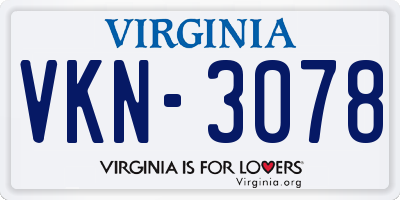 VA license plate VKN3078