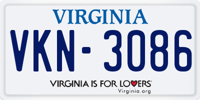 VA license plate VKN3086