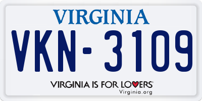VA license plate VKN3109