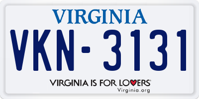 VA license plate VKN3131