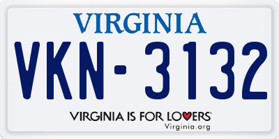 VA license plate VKN3132
