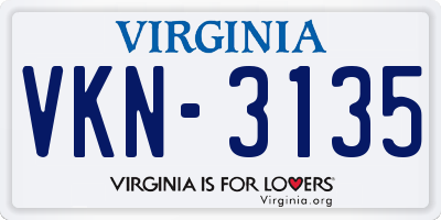 VA license plate VKN3135
