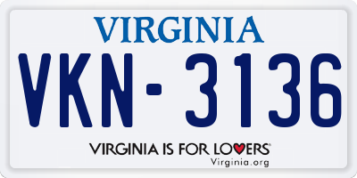 VA license plate VKN3136