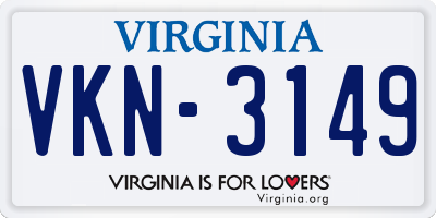 VA license plate VKN3149
