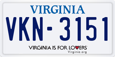 VA license plate VKN3151