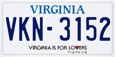 VA license plate VKN3152