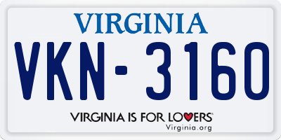 VA license plate VKN3160