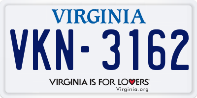 VA license plate VKN3162