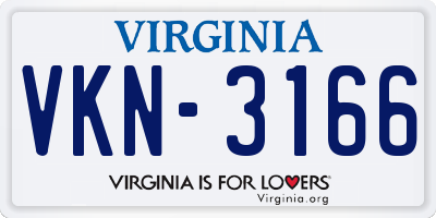 VA license plate VKN3166