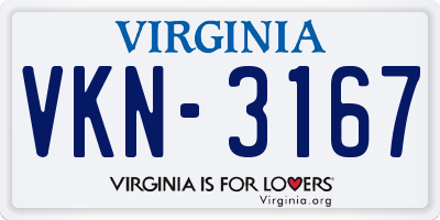 VA license plate VKN3167