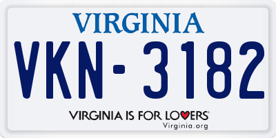 VA license plate VKN3182