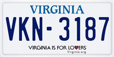 VA license plate VKN3187