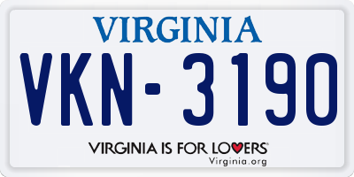 VA license plate VKN3190