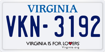 VA license plate VKN3192