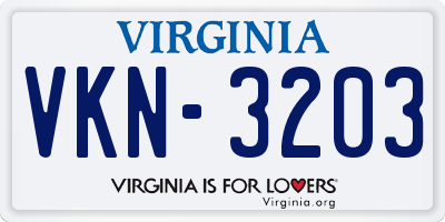VA license plate VKN3203