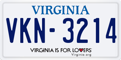 VA license plate VKN3214