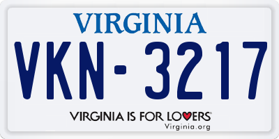 VA license plate VKN3217