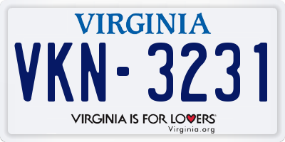 VA license plate VKN3231