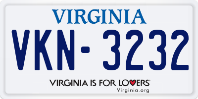 VA license plate VKN3232