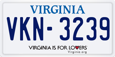 VA license plate VKN3239