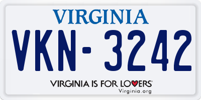 VA license plate VKN3242