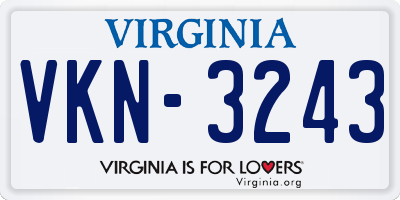 VA license plate VKN3243