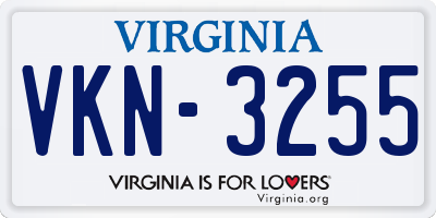 VA license plate VKN3255