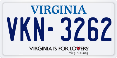 VA license plate VKN3262