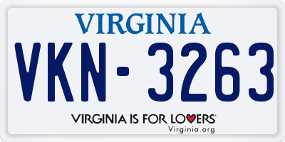 VA license plate VKN3263