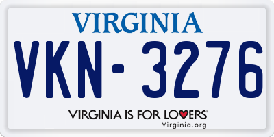 VA license plate VKN3276